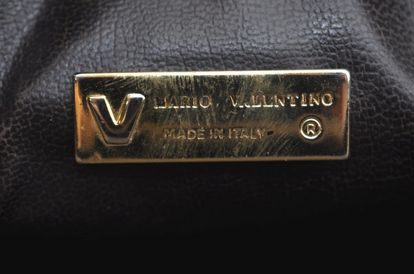 Authentic MARIO VALENTINO V Logo Clutch Hand Bag Purse PVC Leather Brown K7369