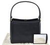 Authentic GUCCI Vintage Hand Bag Purse Leather Navy Blue K7380