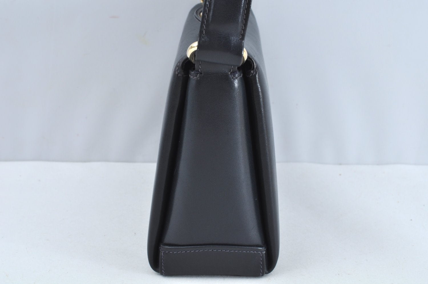 Authentic GUCCI Vintage Hand Bag Purse Leather Navy Blue K7380