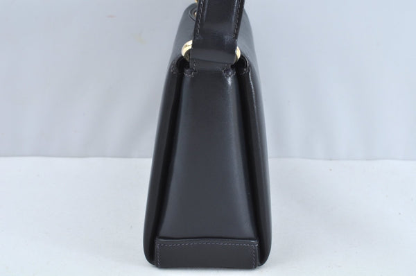 Authentic GUCCI Vintage Hand Bag Purse Leather Navy Blue K7380