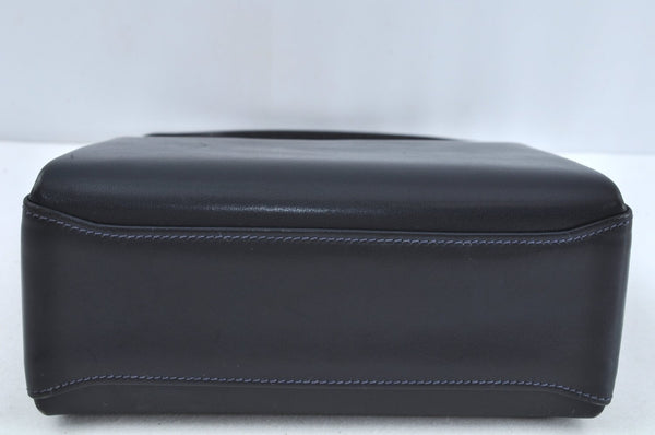 Authentic GUCCI Vintage Hand Bag Purse Leather Navy Blue K7380