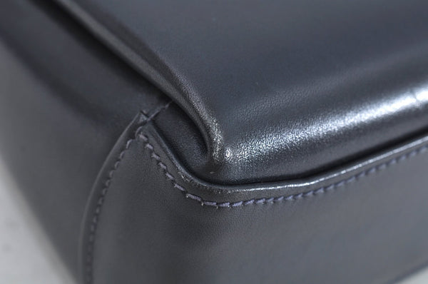 Authentic GUCCI Vintage Hand Bag Purse Leather Navy Blue K7380