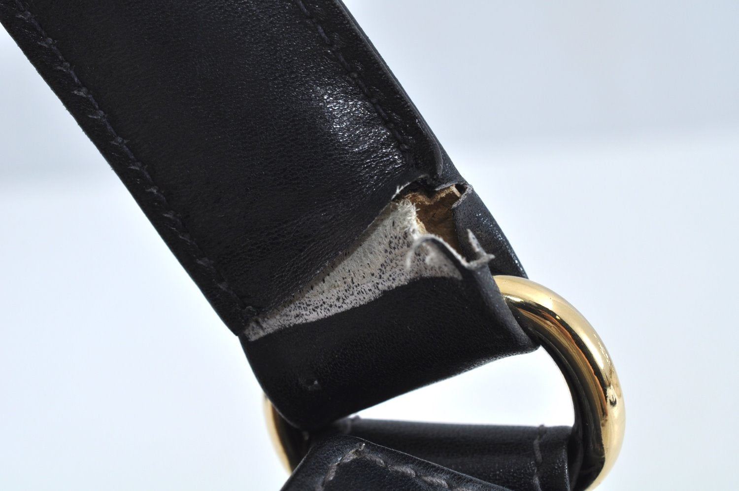 Authentic GUCCI Vintage Hand Bag Purse Leather Navy Blue K7380