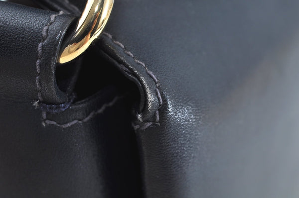 Authentic GUCCI Vintage Hand Bag Purse Leather Navy Blue K7380