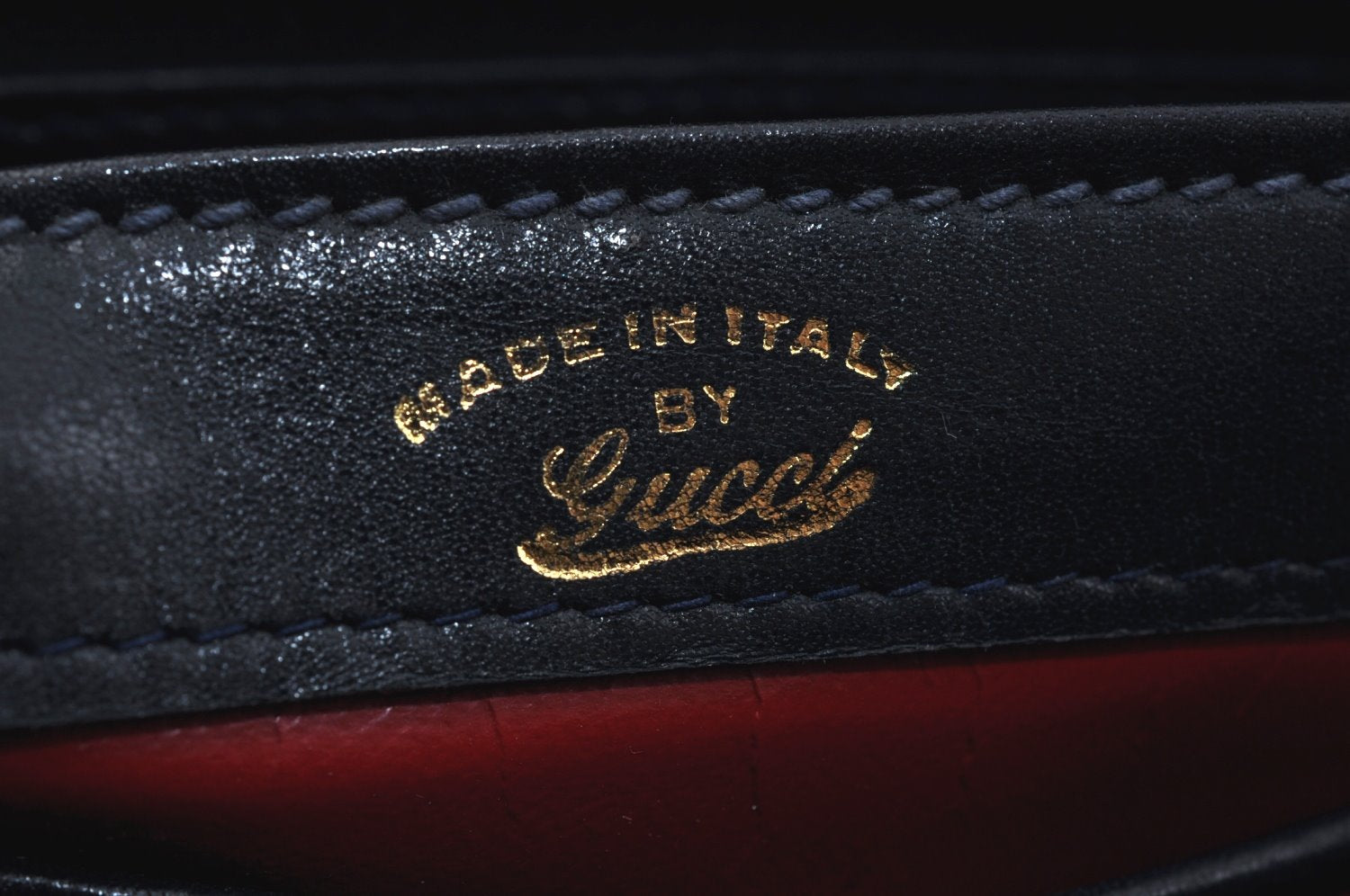 Authentic GUCCI Vintage Hand Bag Purse Leather Navy Blue K7380