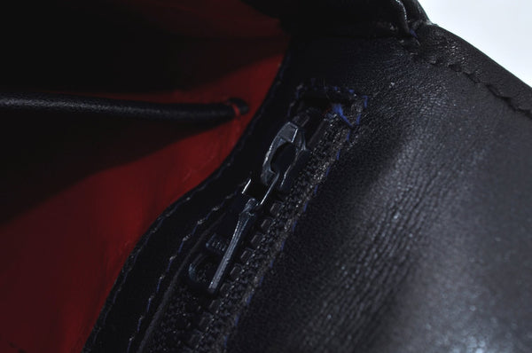 Authentic GUCCI Vintage Hand Bag Purse Leather Navy Blue K7380