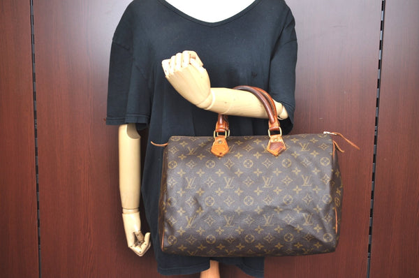 Authentic Louis Vuitton Monogram Speedy 35 Hand Boston Bag M41524 LV K7384