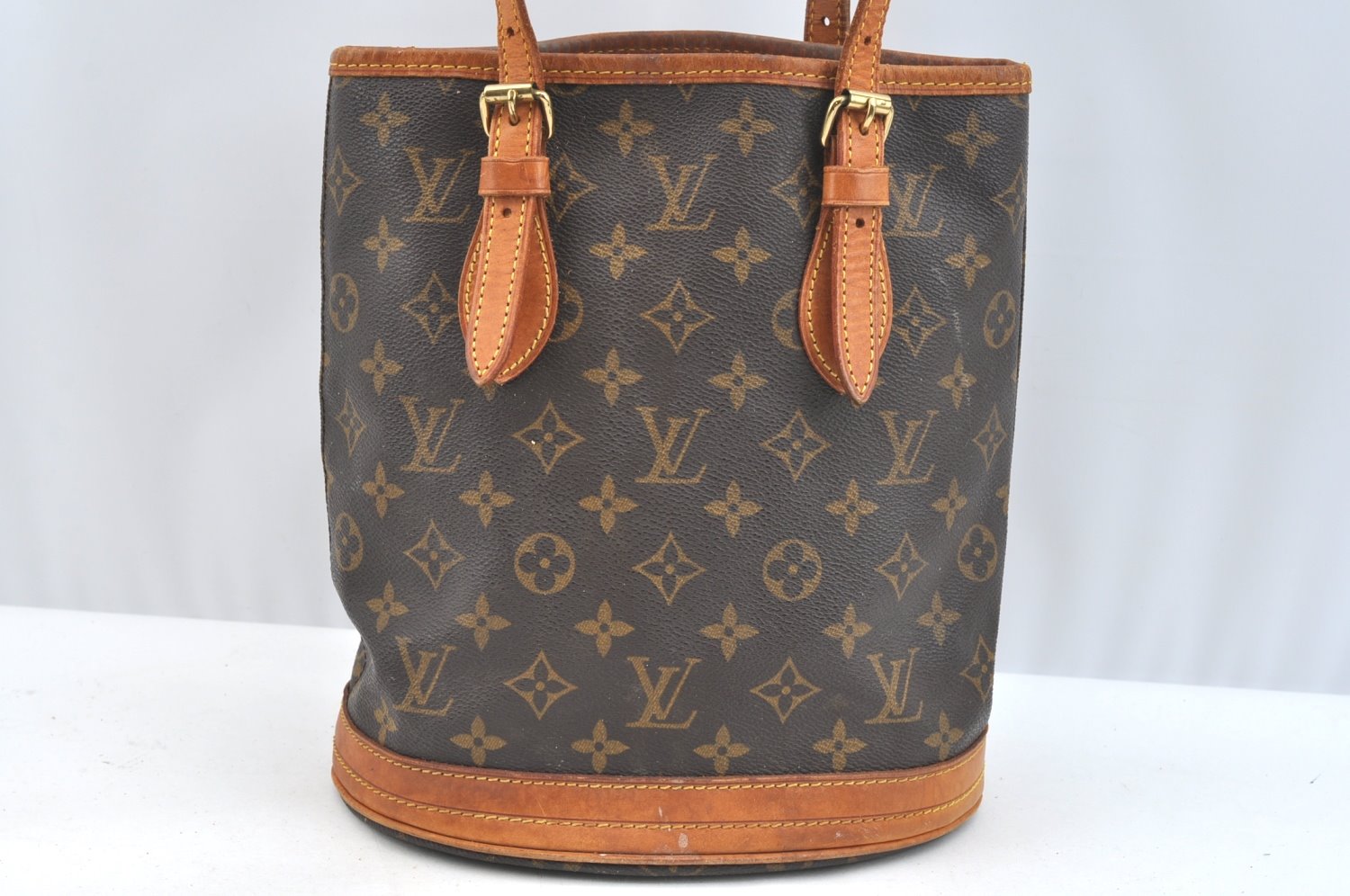 Authentic Louis Vuitton Monogram Bucket PM Shoulder Tote Bag M42238 Junk K7385