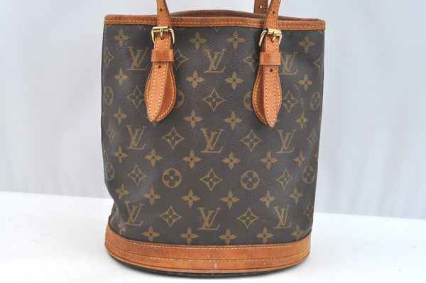 Authentic Louis Vuitton Monogram Bucket PM Shoulder Tote Bag M42238 Junk K7385