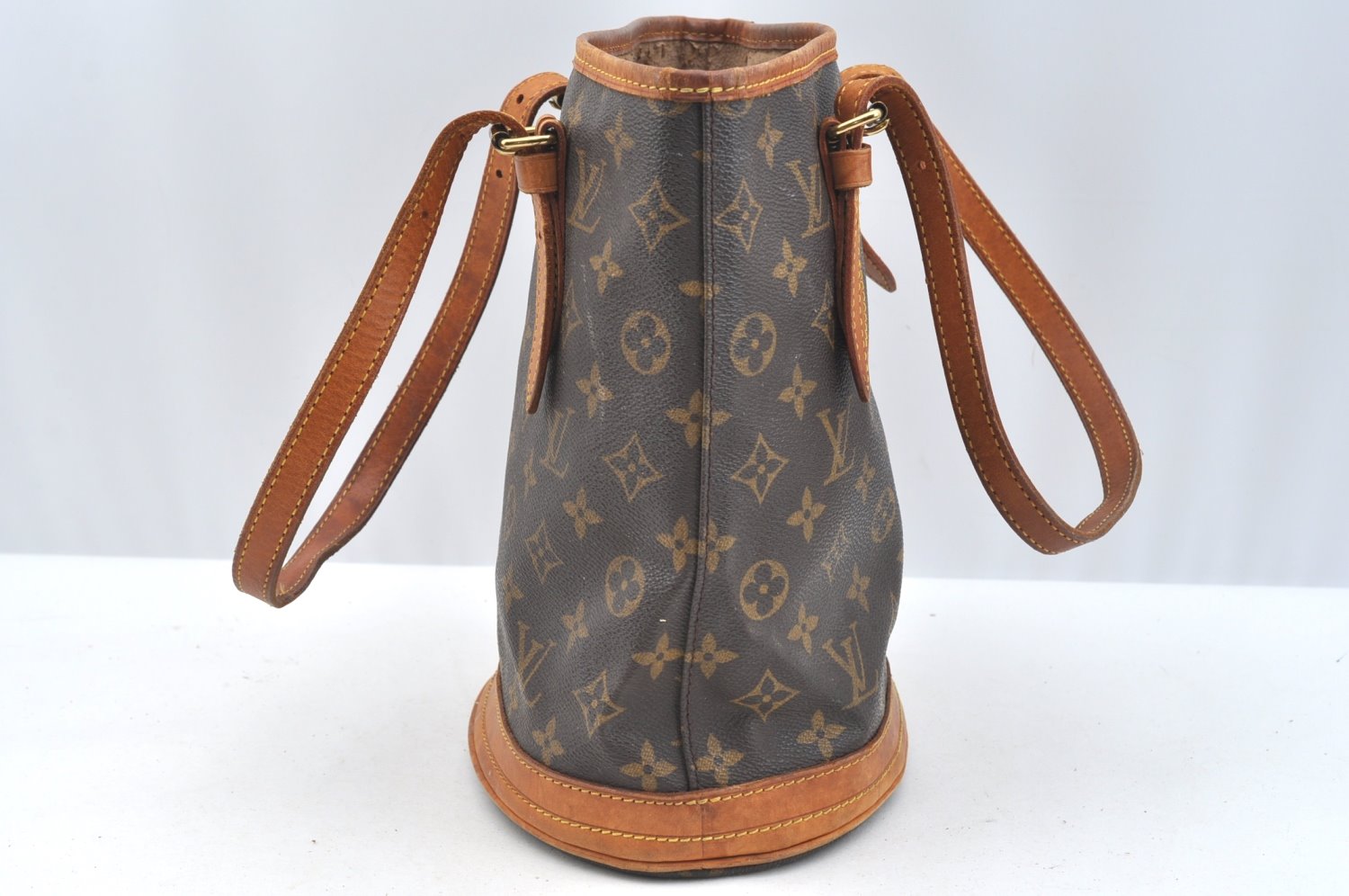 Authentic Louis Vuitton Monogram Bucket PM Shoulder Tote Bag M42238 Junk K7385