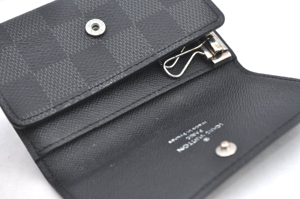 Authentic Louis Vuitton Damier Graphite Multicles 6 Key Case M62662 LV K7394