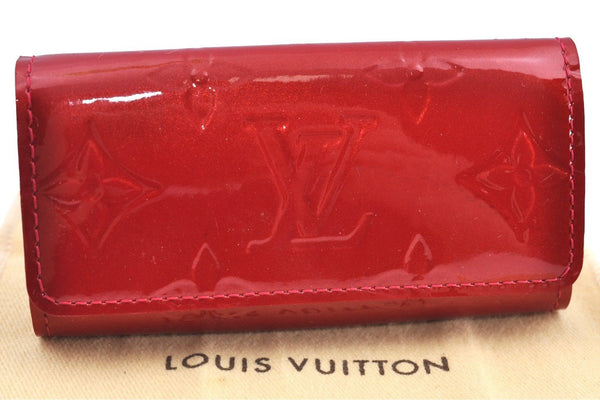 Authentic Louis Vuitton Vernis Multicles 4 Four Hooks Key Case M91976 Red K7395