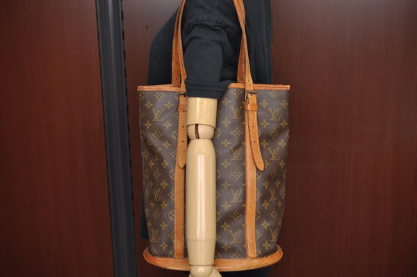 Authentic Louis Vuitton Monogram Bucket GM Shoulder Tote Bag Old Model LV K7409