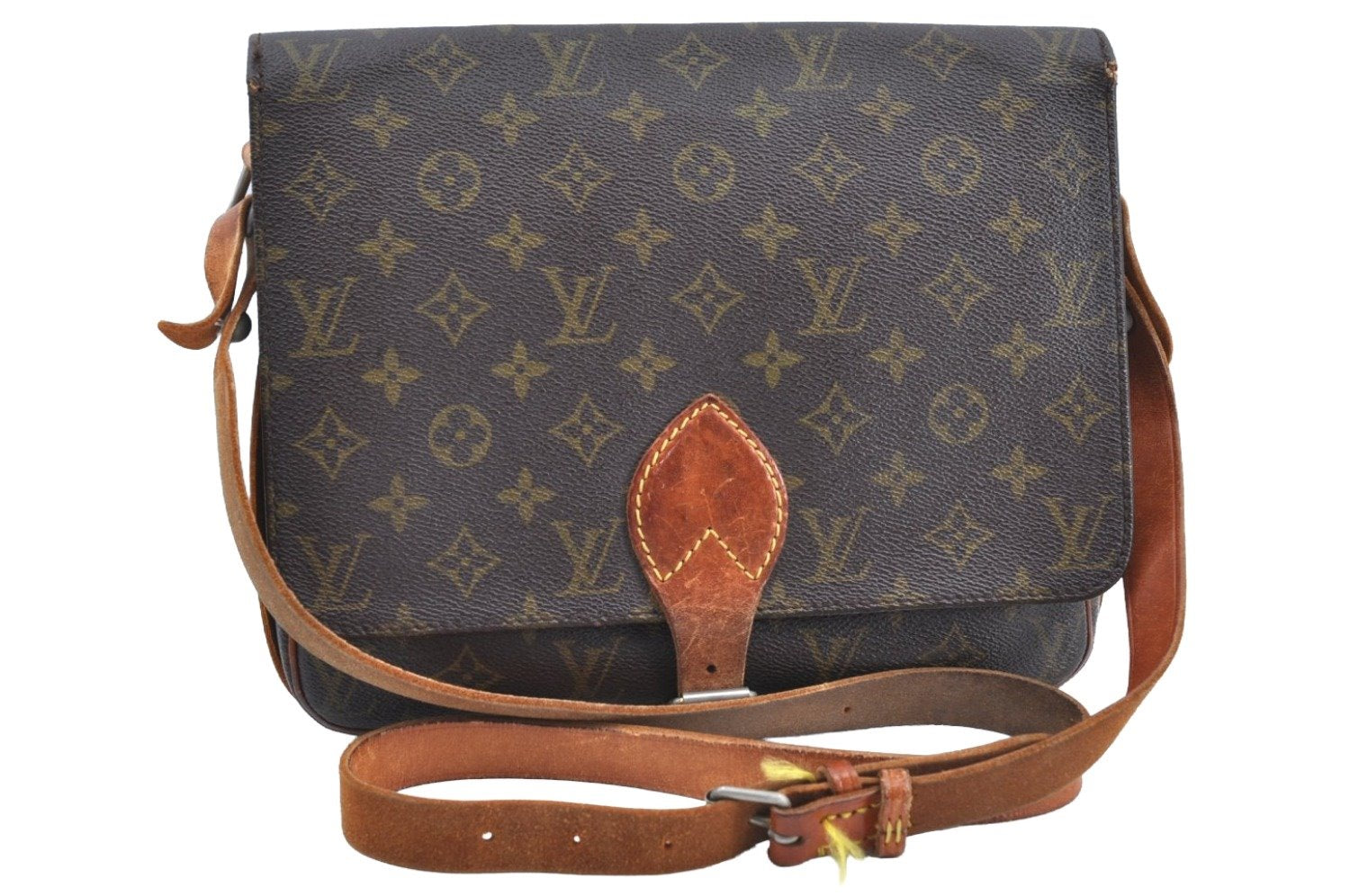 Authentic Louis Vuitton Monogram Cartouchiere GM Shoulder Bag Old Model K7434