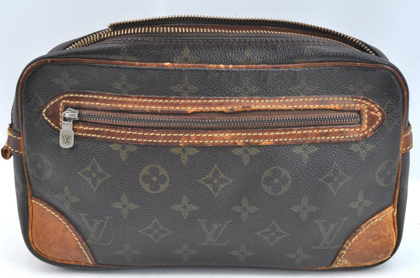 Authentic Louis Vuitton Monogram Marly Dragonne Clutch Bag Old Model Junk K7437