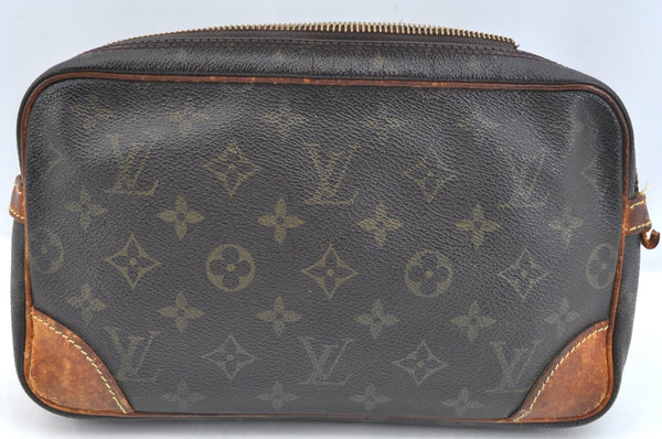 Authentic Louis Vuitton Monogram Marly Dragonne Clutch Bag Old Model Junk K7437