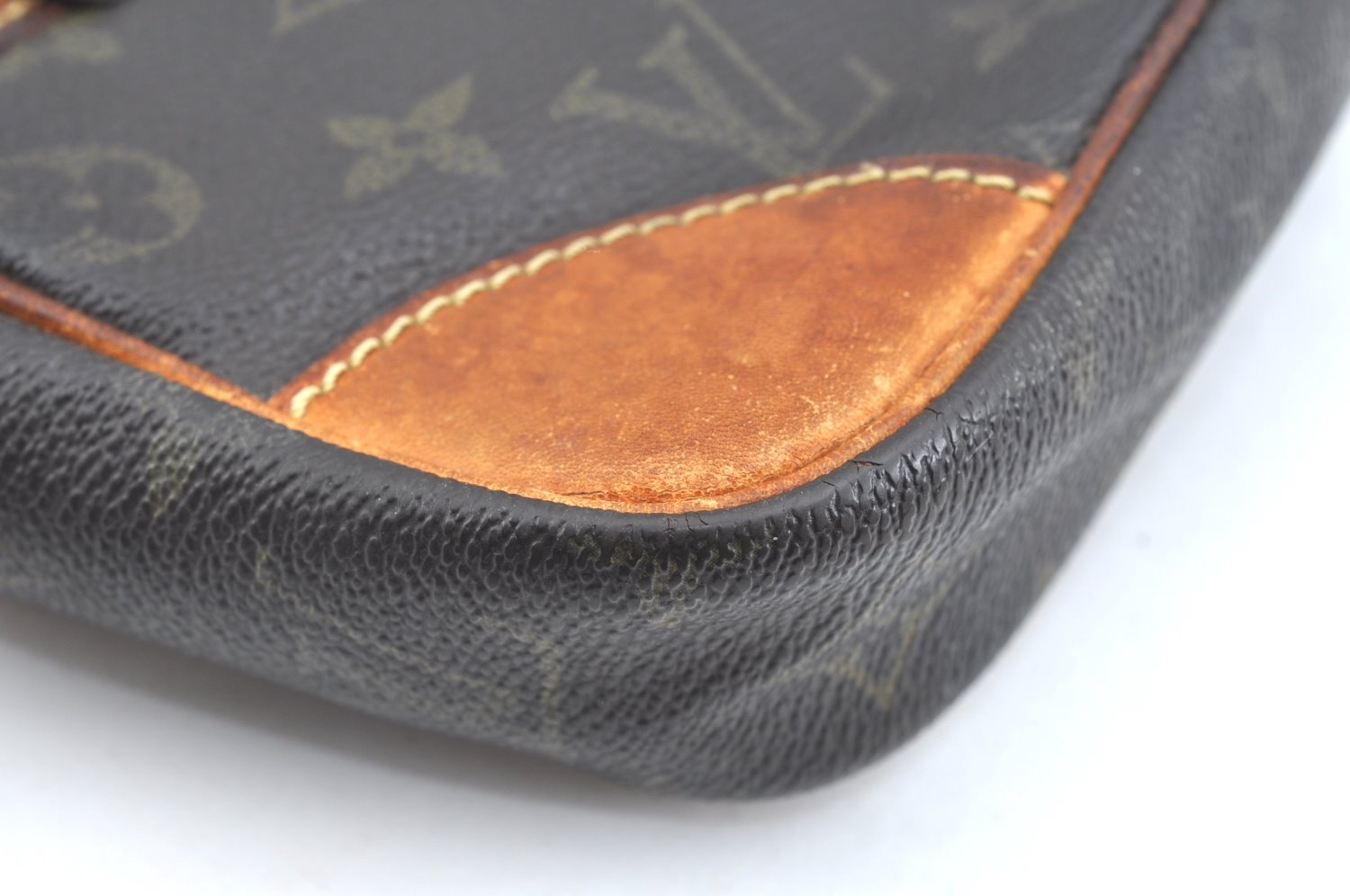 Authentic Louis Vuitton Monogram Marly Dragonne Clutch Bag Old Model Junk K7437