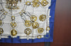 Authentic HERMES Carre 90 Scarf "Cuivreries" Silk Blue K7445