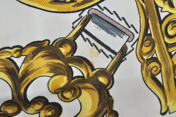 Authentic HERMES Carre 90 Scarf "Cuivreries" Silk Blue K7445