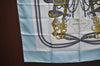 Authentic HERMES Carre 90 Scarf "BRIDES de GALA par" Silk Light Blue K7447