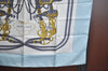 Authentic HERMES Carre 90 Scarf "BRIDES de GALA par" Silk Light Blue K7447