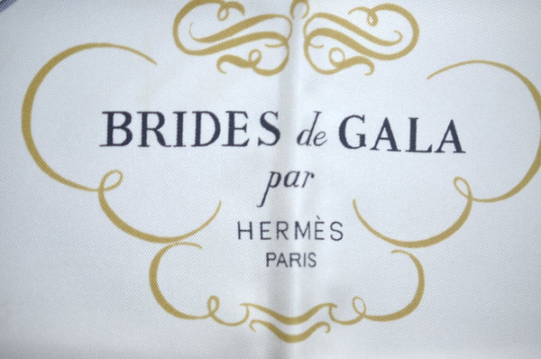Authentic HERMES Carre 90 Scarf "BRIDES de GALA par" Silk Light Blue K7447