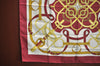 Authentic HERMES Carre 90 Scarf "Eperon d' or" Silk Bordeaux Red K7450