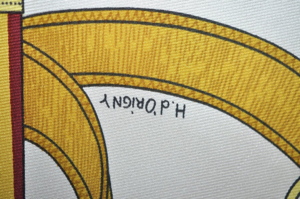 Authentic HERMES Carre 90 Scarf "Eperon d' or" Silk Bordeaux Red K7450