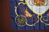 Authentic HERMES Carre 90 Scarf "SPRINGS" Silk Navy K7451
