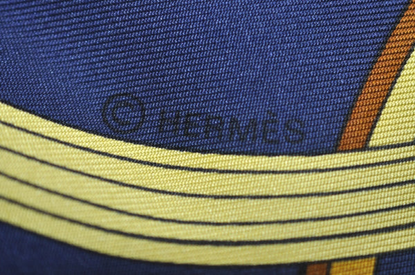 Authentic HERMES Carre 90 Scarf "SPRINGS" Silk Navy K7451
