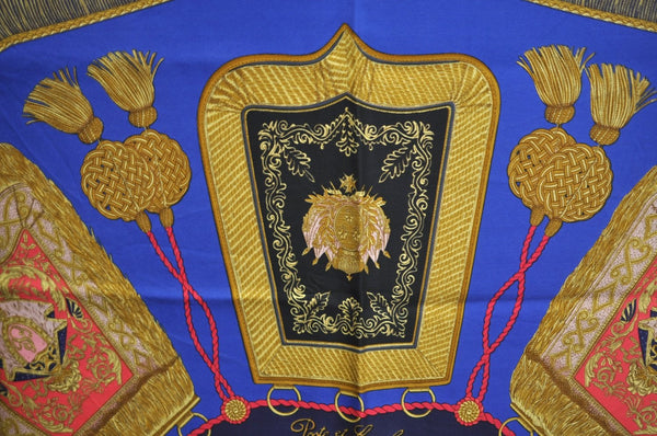 Authentic HERMES Carre 90 Scarf "Poste et Cavalerie" Silk Navy K7452