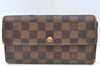 Auth Louis Vuitton Damier Pochette Porte Monnaie Credit Wallet 2Set Junk K7482