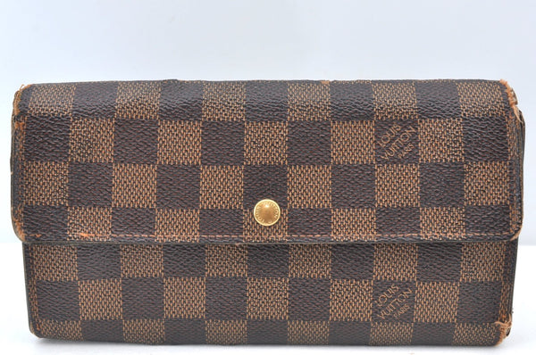 Auth Louis Vuitton Damier Pochette Porte Monnaie Credit Wallet 2Set Junk K7482