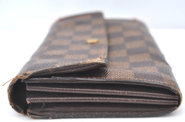 Auth Louis Vuitton Damier Pochette Porte Monnaie Credit Wallet 2Set Junk K7482