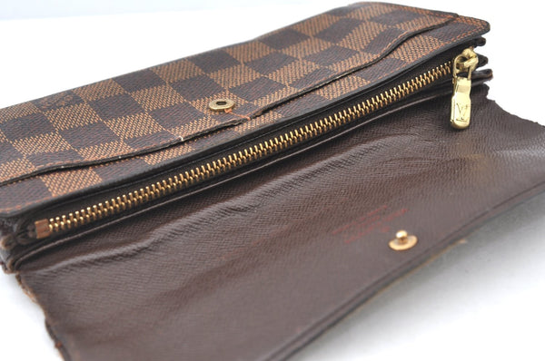 Auth Louis Vuitton Damier Pochette Porte Monnaie Credit Wallet 2Set Junk K7482