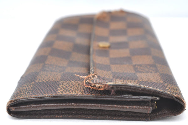 Auth Louis Vuitton Damier Pochette Porte Monnaie Credit Wallet 2Set Junk K7482