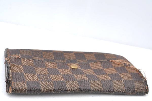 Auth Louis Vuitton Damier Pochette Porte Monnaie Credit Wallet 2Set Junk K7482