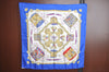 Authentic HERMES Carre 90 Scarf "LES TAMBOURS" Silk Blue K7495