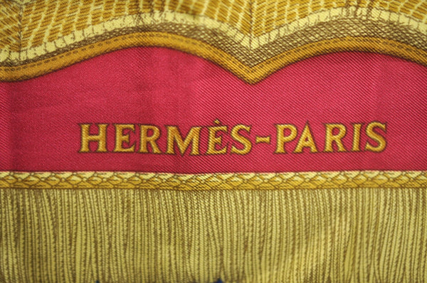 Authentic HERMES Carre 90 Scarf "Poste et Cavalerie" Silk Blue K7499