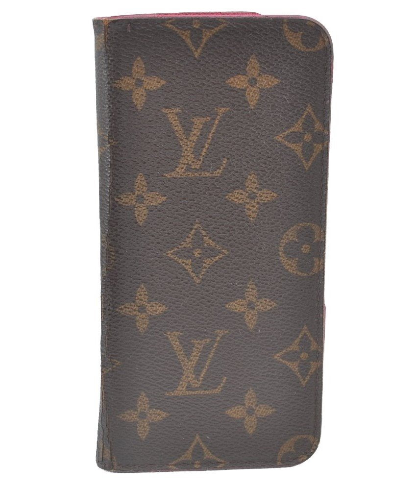 Authentic Louis Vuitton Monogram Folio Iphone 7+ Case Pink M63401 LV Junk K7513