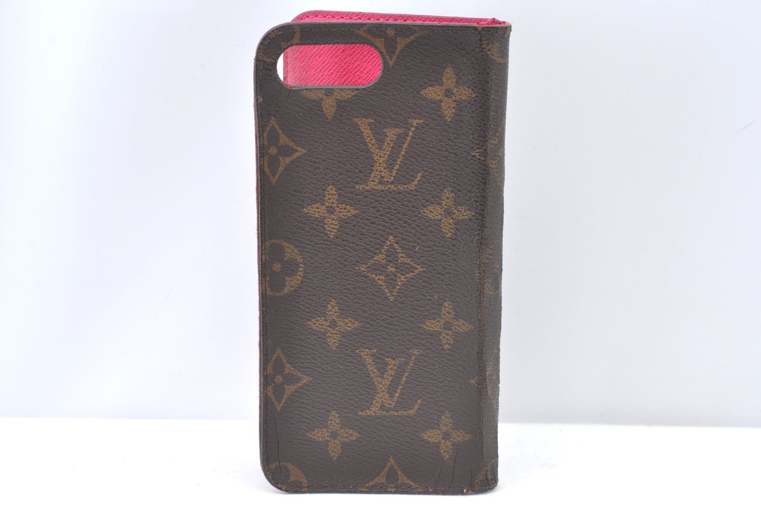 Authentic Louis Vuitton Monogram Folio Iphone 7+ Case Pink M63401 LV Junk K7513