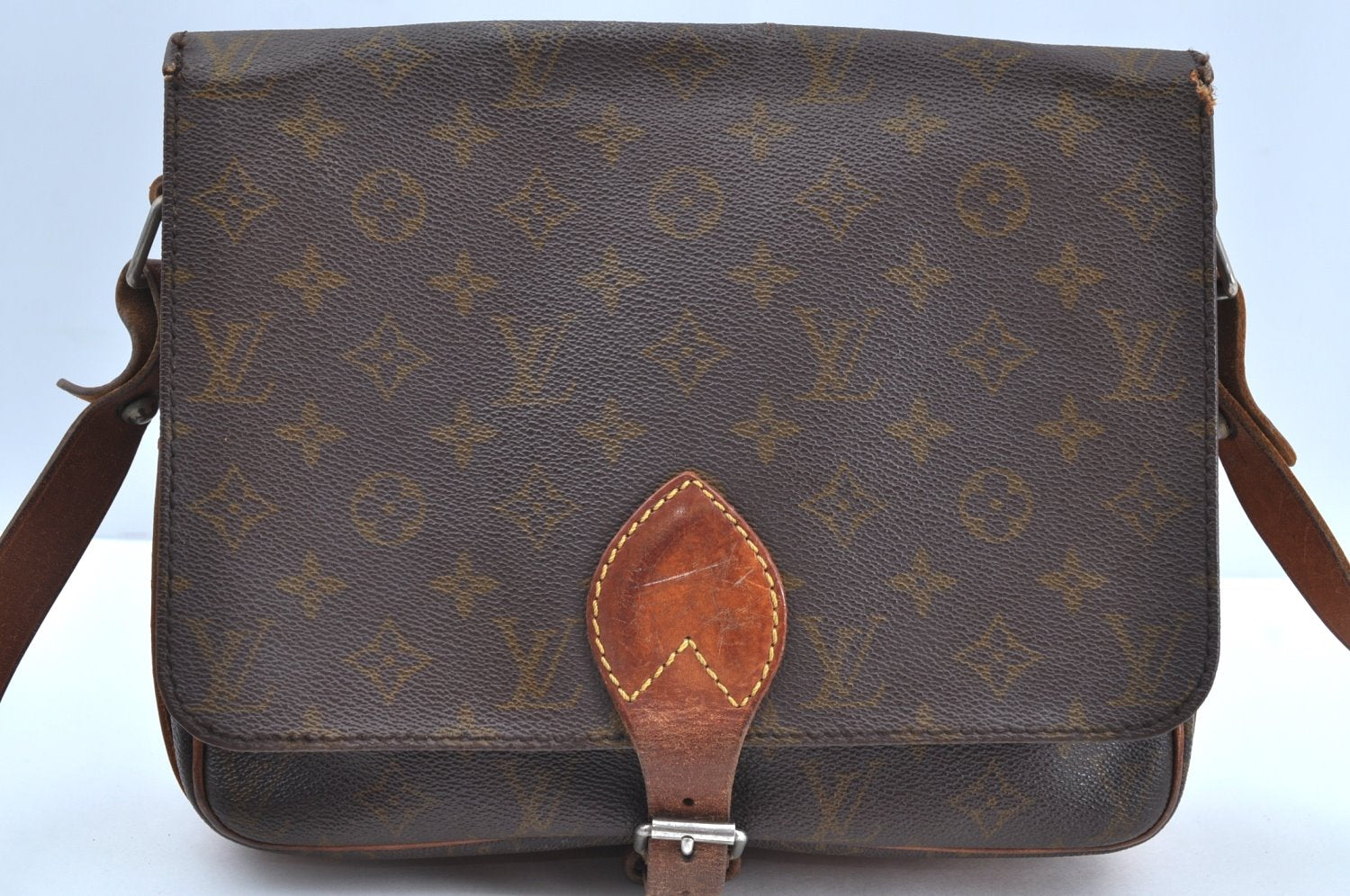 Authentic Louis Vuitton Monogram Cartouchiere GM Shoulder Bag Old Model K7527
