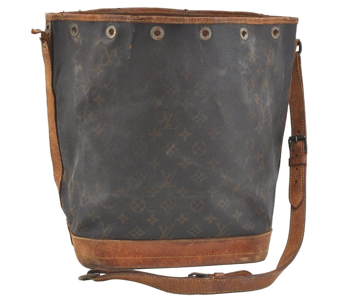Authentic Louis Vuitton Monogram Noe Shoulder Drawstring Bag M42224 Junk K7528