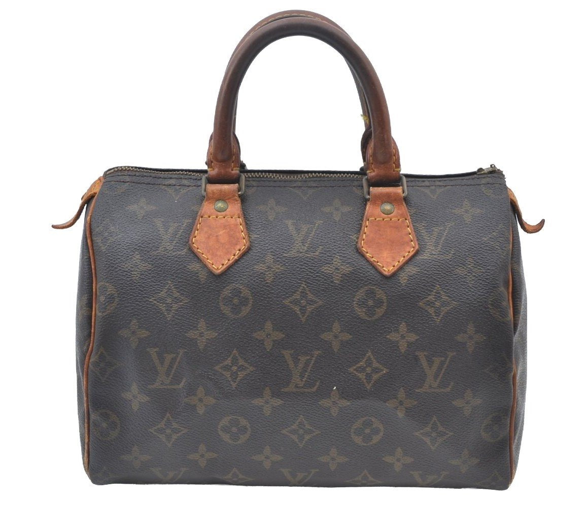 Authentic Louis Vuitton Monogram Speedy 25 Boston Hand Bag M41528 LV Junk K7535