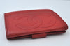 Authentic CHANEL Caviar Skin CC Logo Bifold Wallet Purse Red K7544