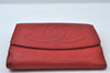 Authentic CHANEL Caviar Skin CC Logo Bifold Wallet Purse Red K7544
