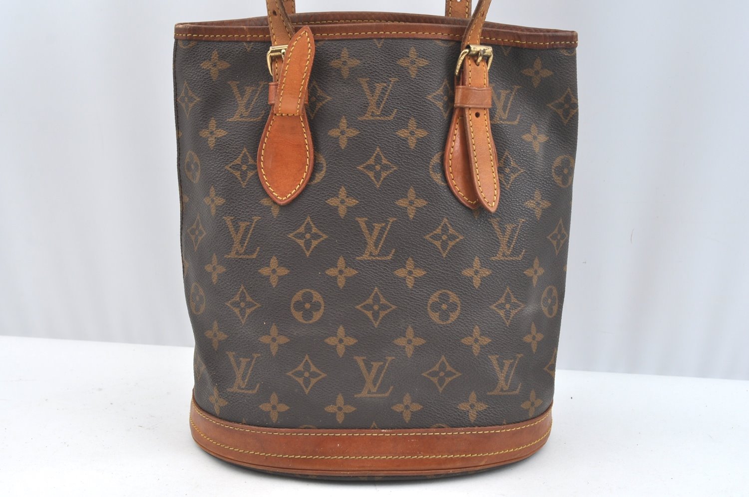 Authentic Louis Vuitton Monogram Bucket PM Shoulder Tote Bag M42238 Junk K7552