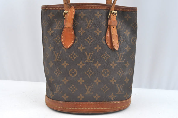 Authentic Louis Vuitton Monogram Bucket PM Shoulder Tote Bag M42238 Junk K7552