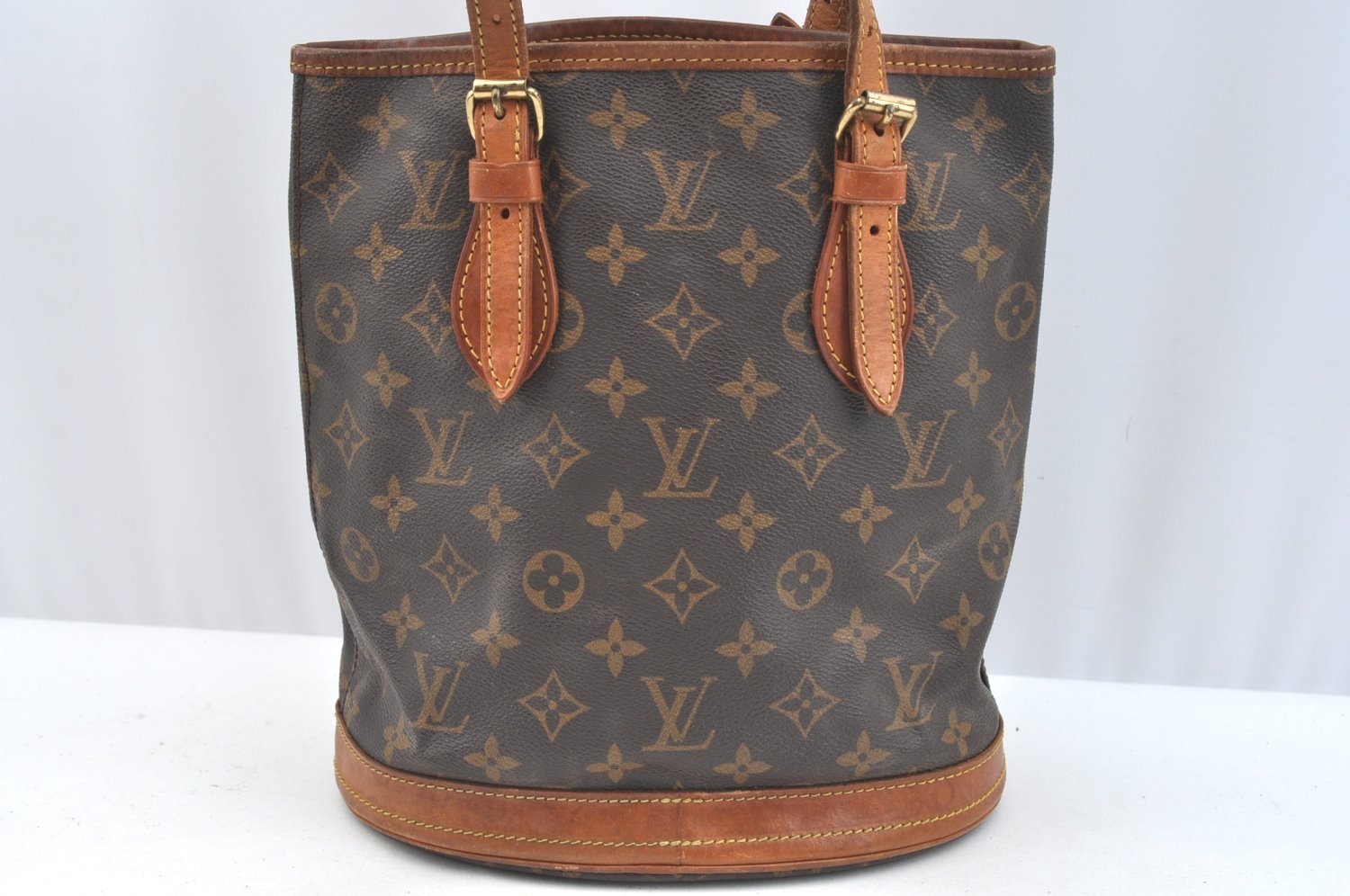 Authentic Louis Vuitton Monogram Bucket PM Shoulder Tote Bag M42238 Junk K7552