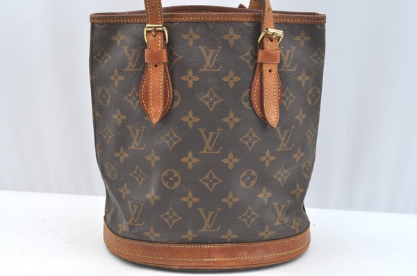 Authentic Louis Vuitton Monogram Bucket PM Shoulder Tote Bag M42238 Junk K7552